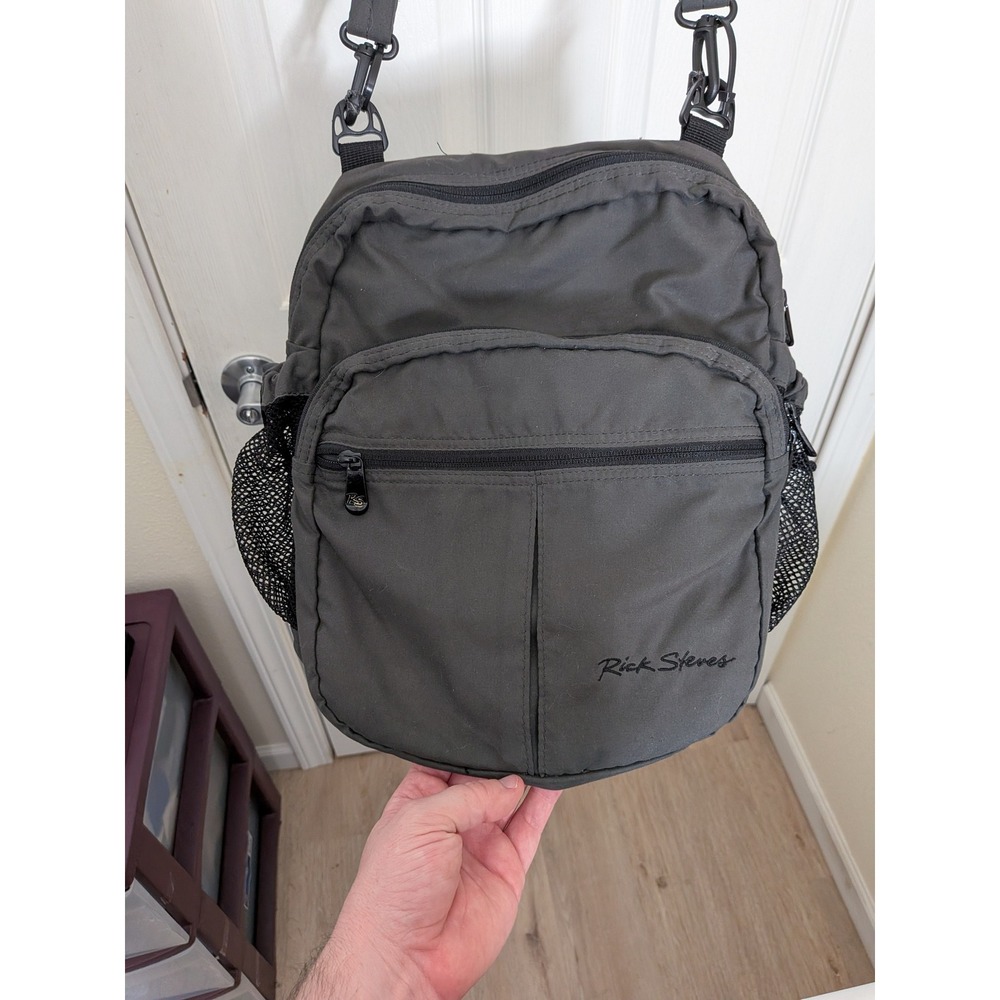 Rick Steves Civita Shoulder Bag Gray Travel Crossbody Daypack Mesh Pockets